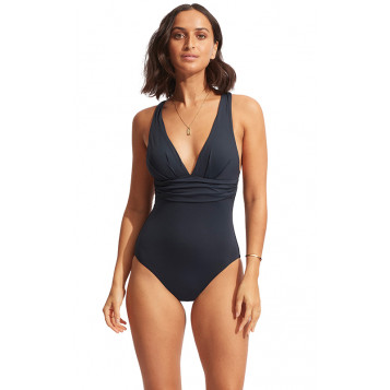 Collective Cross Back One Piece : True Navy