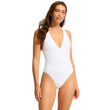Collective Cross Back One Piece : White