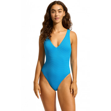 Sea Dive Deep V Neck Maillot : Turquoise