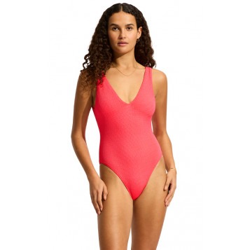 Sea Dive Deep V Neck Maillot : Snap Dragon