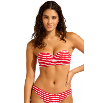 Mesh Effect Bustier Bandeau : Chilli Red/White