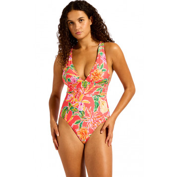 Hot House Flowers Cross Back One Piece : Summer Melon