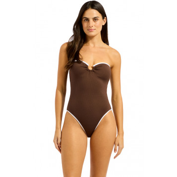 Beach Bound Bandeau One Piece : Dark Chocolate