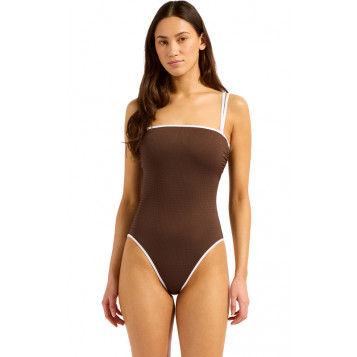 Beach Bound DD Bandeau One Piece : Dark Chocolate