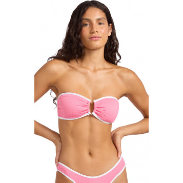 Beach Bound Ring Front Bandeau : Begonia Pink/White