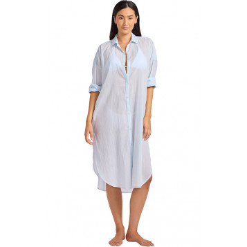 Cotton Voile Shirt Dress : Ice Blue