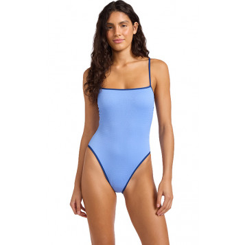 Beach Bound Square Neck One Piece : Dust Blue